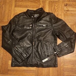 Karl Lagerfeld Black 100% Leather Jacket Men's Size S